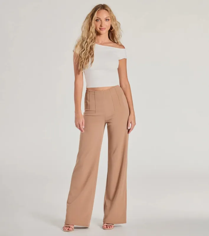 Stylish Impression High Rise Straight Leg Trouser Pants sold by Windsor