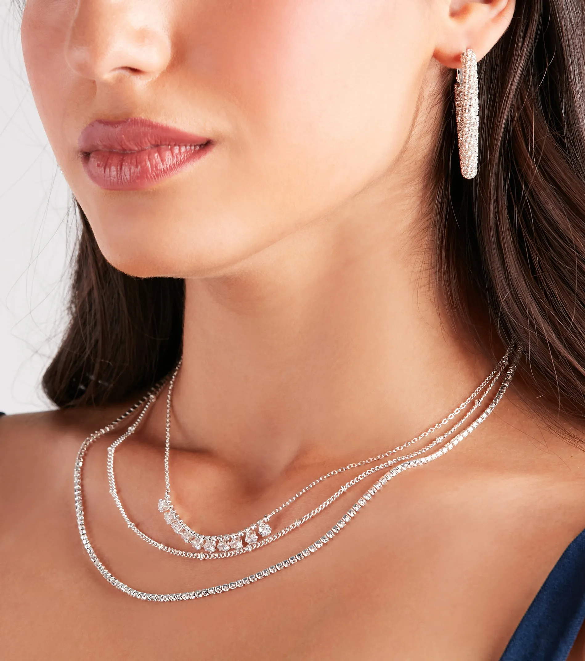 Step Up The Glitz Multi-Layered Rhinestone Necklace sold by Windsor product image thumbnail 2