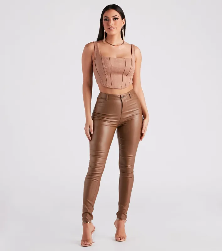 CLEARANCE - High-Rise Coated Skinny Pants sold by Windsor