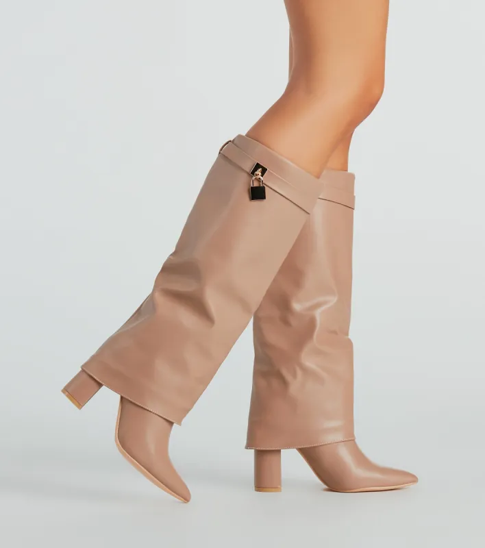 PLACEHOLDER - Top Tier Faux Leather Charm Foldover Boots sold by Windsor