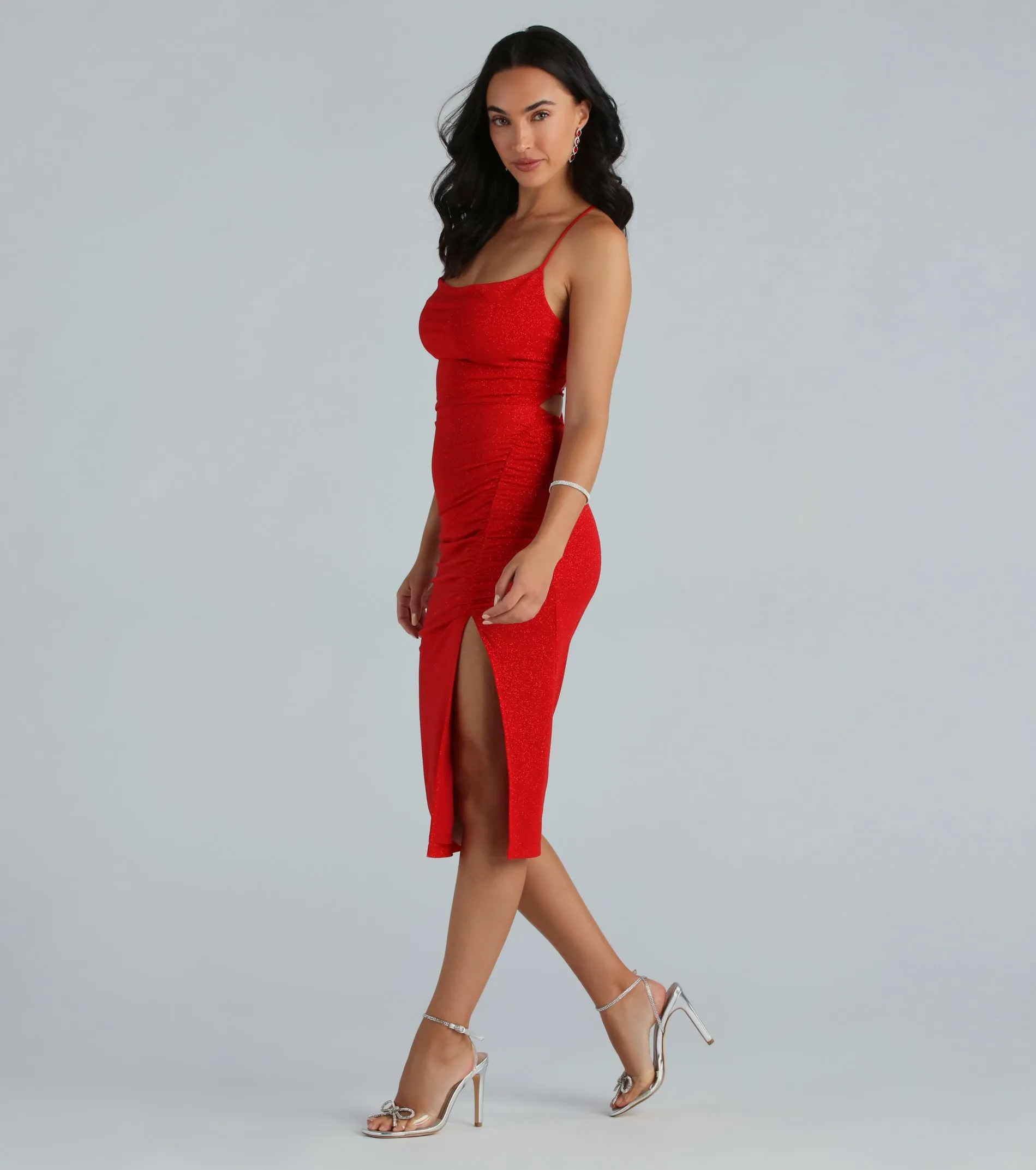 Glam Obsession Glitter Mesh Midi Dress sold by Windsor product image thumbnail 3