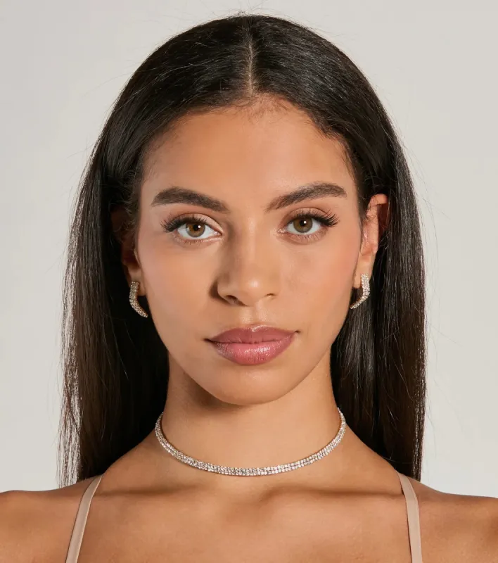 Luxurious Rhinestone Choker Necklace And Earrings Set sold by Windsor