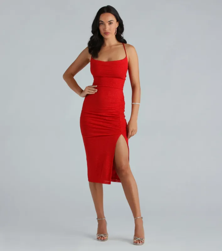 Glam Obsession Glitter Mesh Midi Dress sold by Windsor