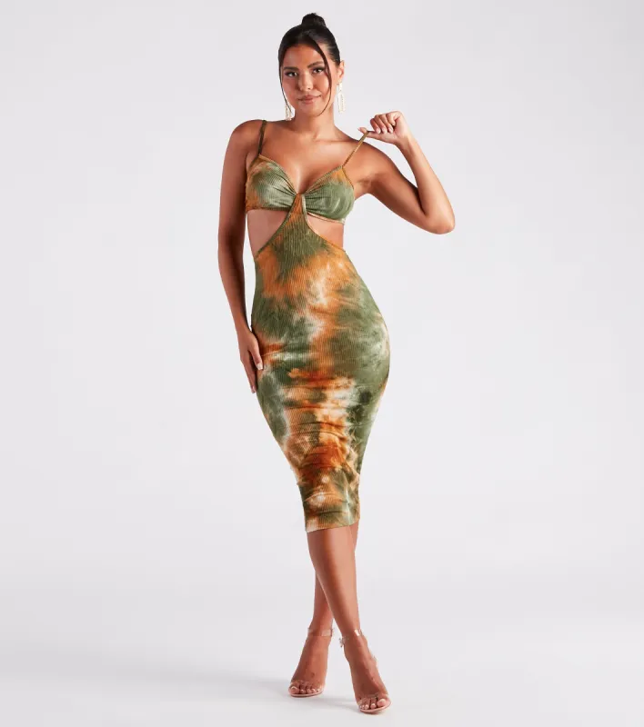 Summer In Tie Dye Cutout Midi Dress sold by Windsor