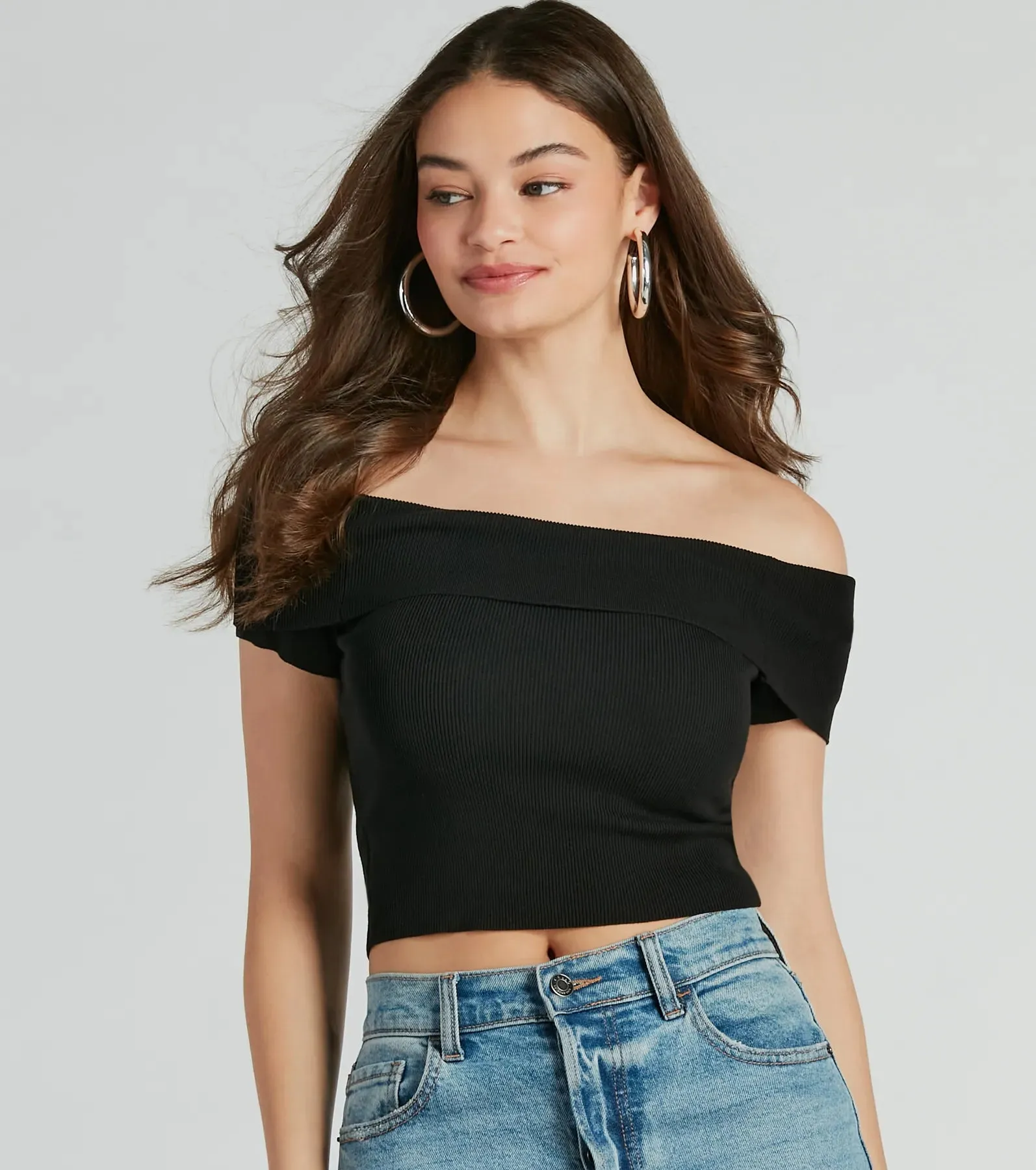 Essential Sweetie Off-The-Shoulder Tube Crop Top sold by Windsor