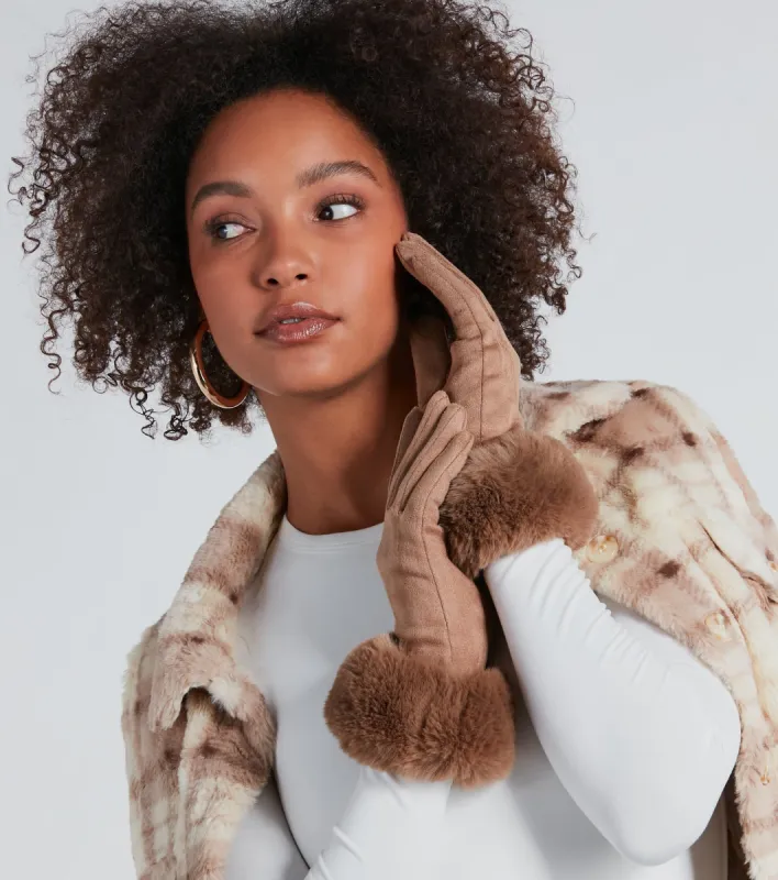PLACEHOLDER - Cold Weather Luxe Faux Fur Trim Gloves sold by Windsor
