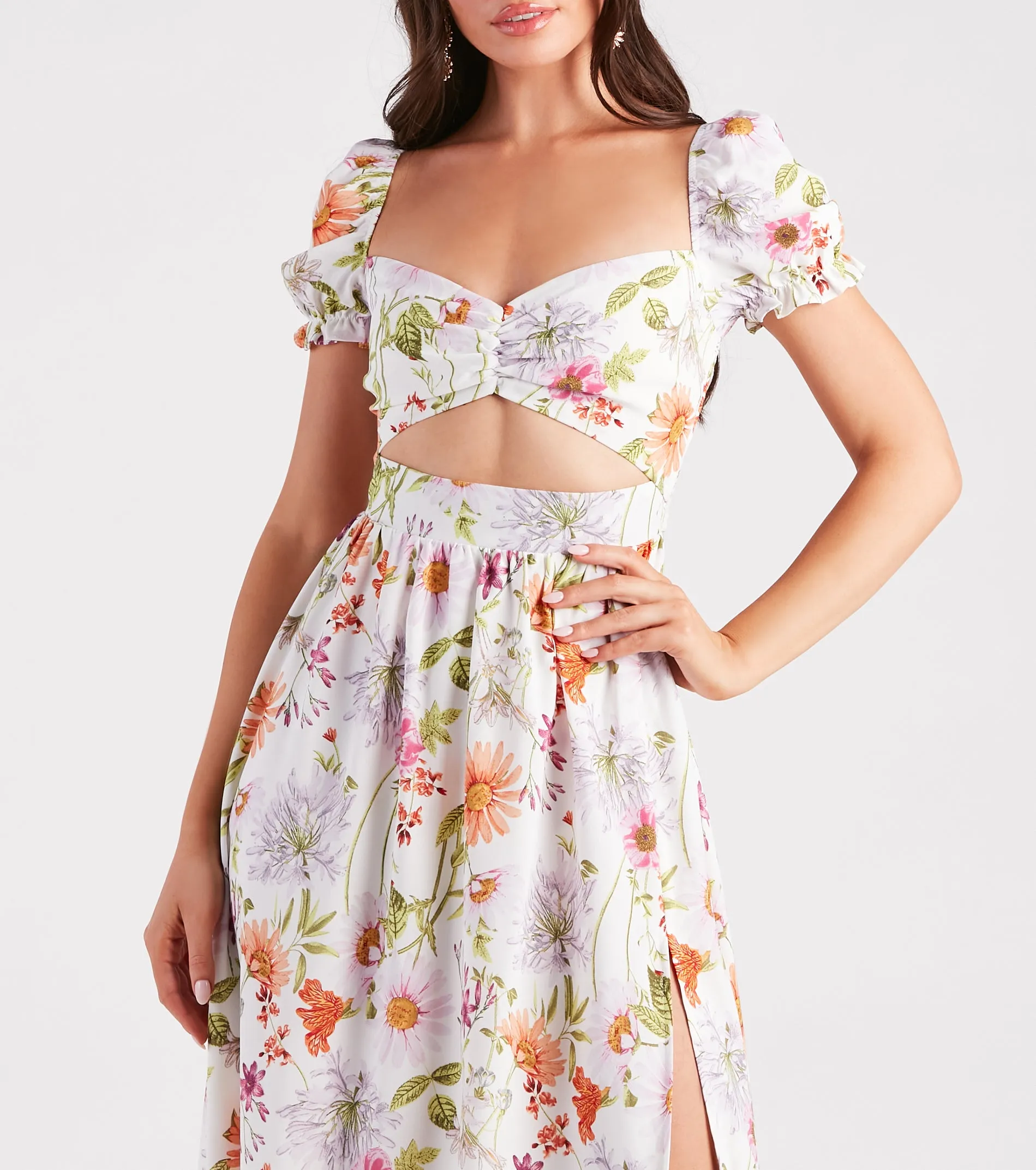 Room To Grow Floral Cutout Midi Dress sold by Windsor product image thumbnail 4