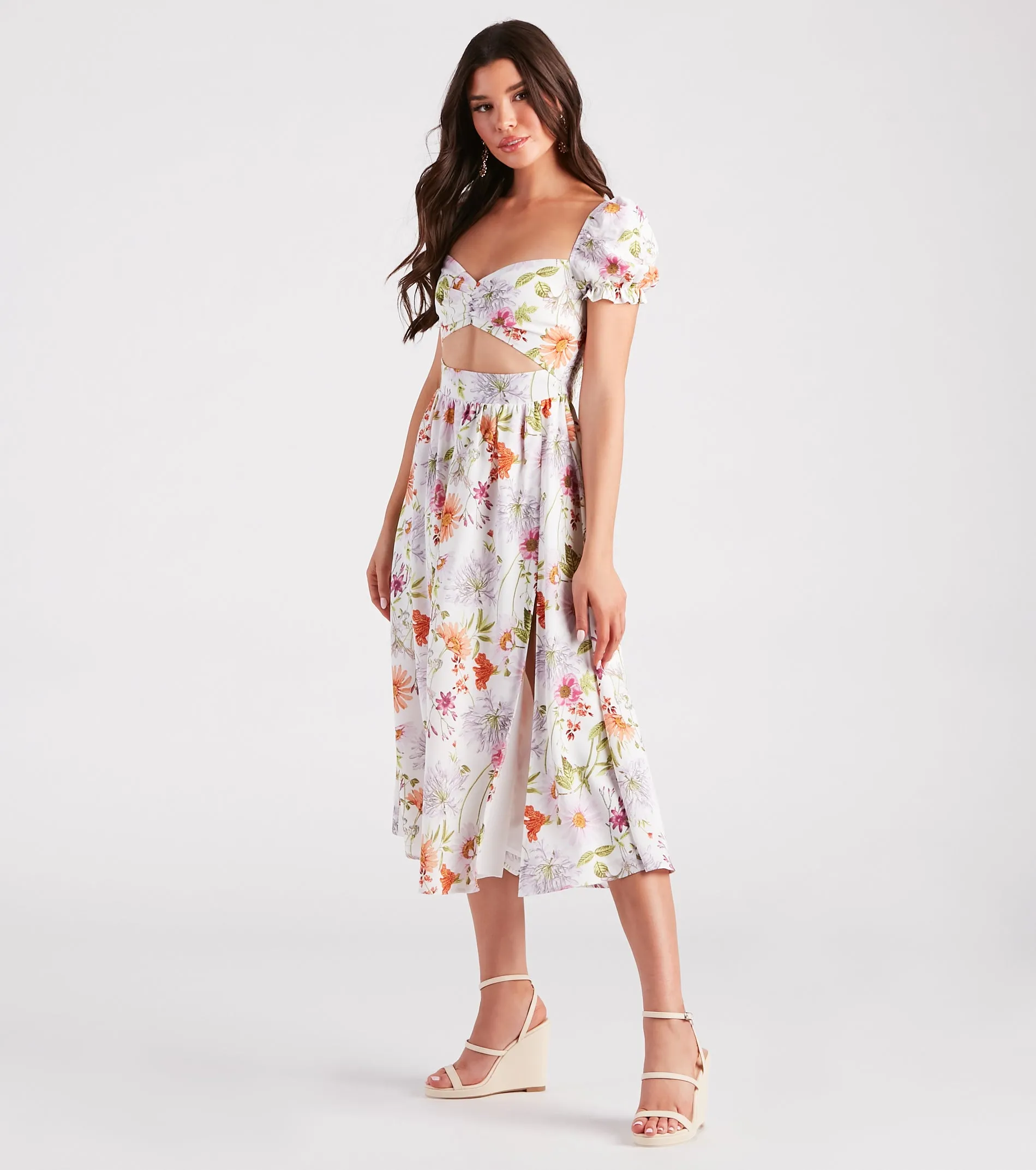 Room To Grow Floral Cutout Midi Dress sold by Windsor product image thumbnail 3
