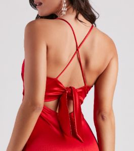 Catch Me Dancing Satin Tie-Back Dress sold by Windsor