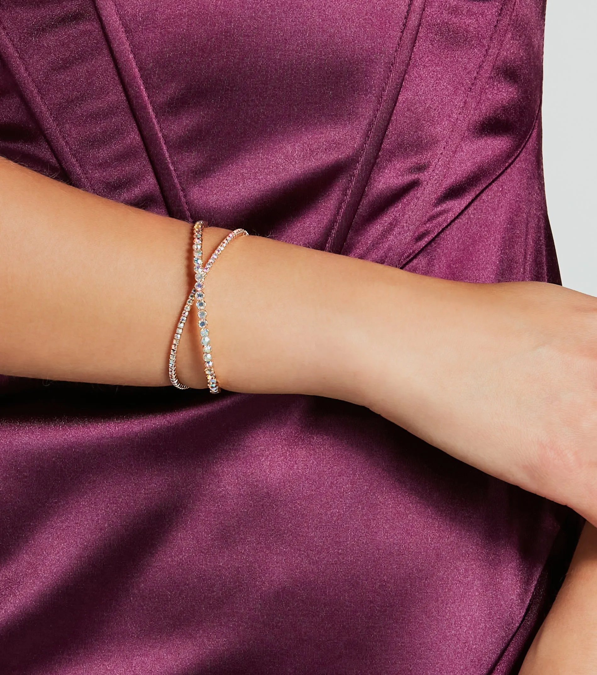 Radiant Vibes Criss-Cross Rhinestone Bracelet sold by Windsor