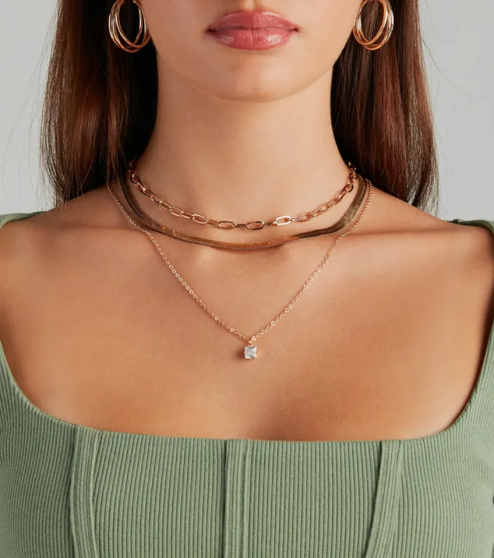 Irresistible Rhinestone Layered Necklace sold by Windsor