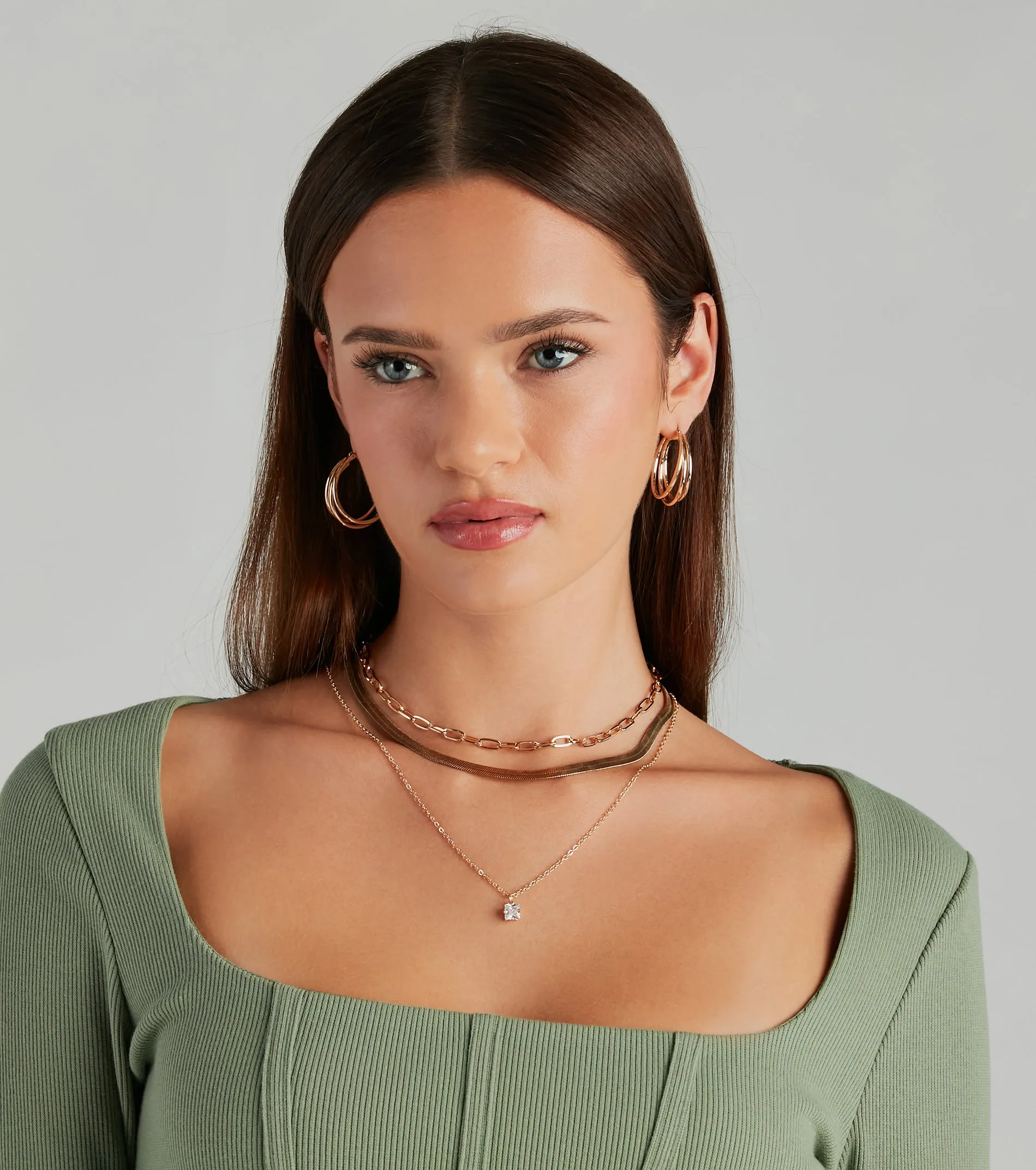 Irresistible Rhinestone Layered Necklace sold by Windsor product image thumbnail 2