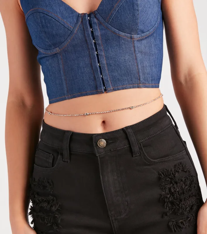 Pretty Bling Dainty Rhinestone Belly Chain sold by Windsor