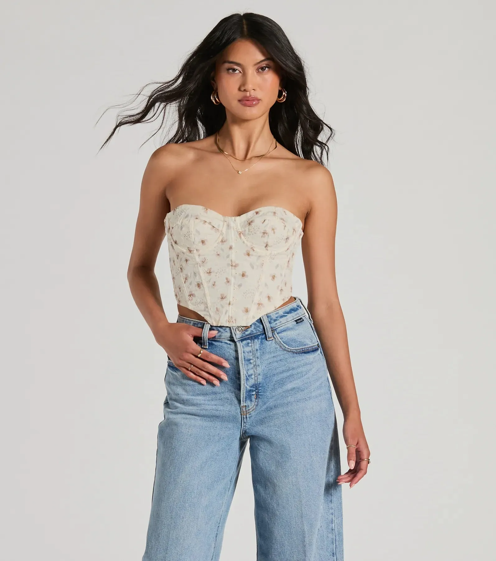 Darling Pick Strapless Floral Eyelet Bustier sold by Windsor