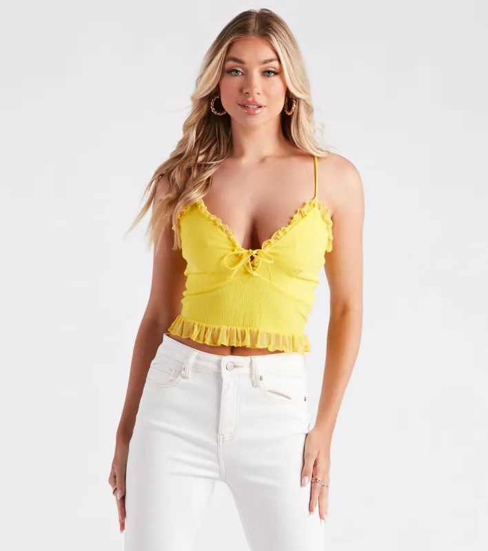 Frill Of The Moment Ruffle Tank Crop Top sold by Windsor