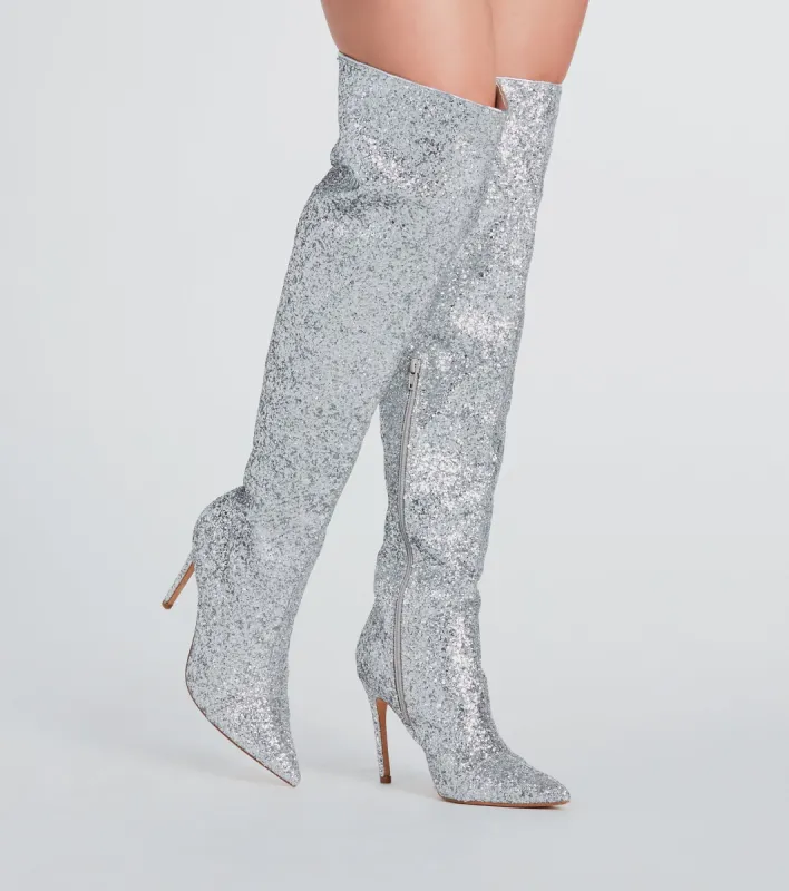 PLACEHOLDER - Truly Sparkled Glitter Over-The-Knee Boots sold by Windsor