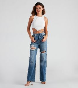 Straight Forward High Rise Boyfriend Jeans sold by Windsor