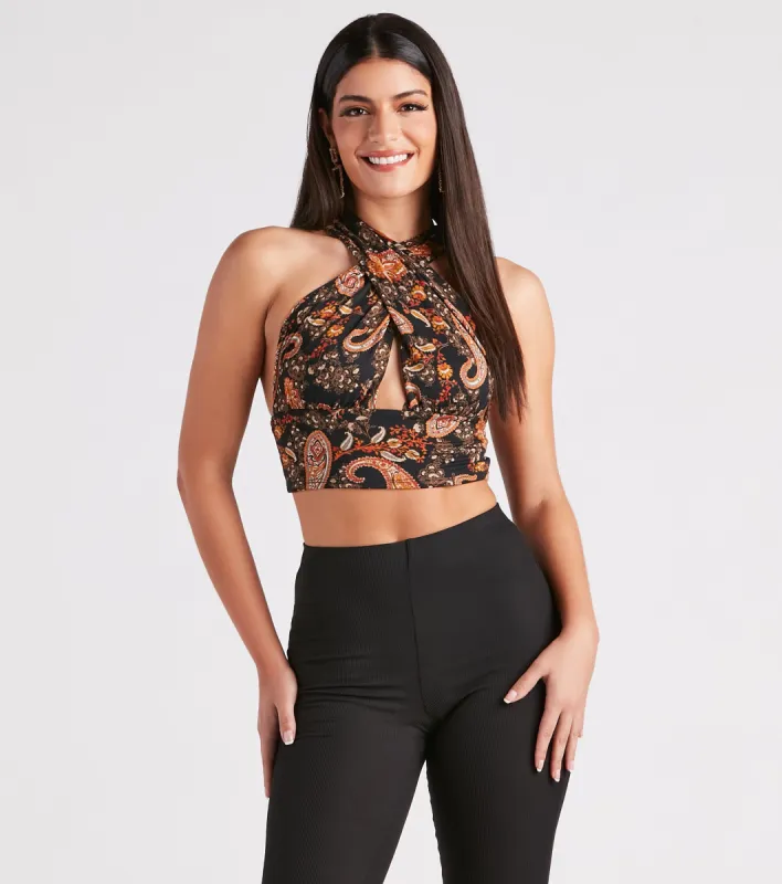 Pretty In Paisley Convertible Crop Top sold by Windsor