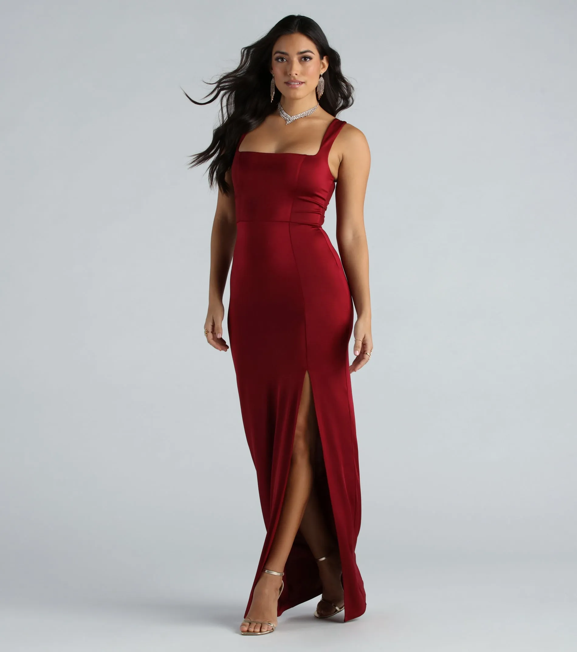 Megan Formal Square Neck Slim Long Dress sold by Windsor product image thumbnail 3