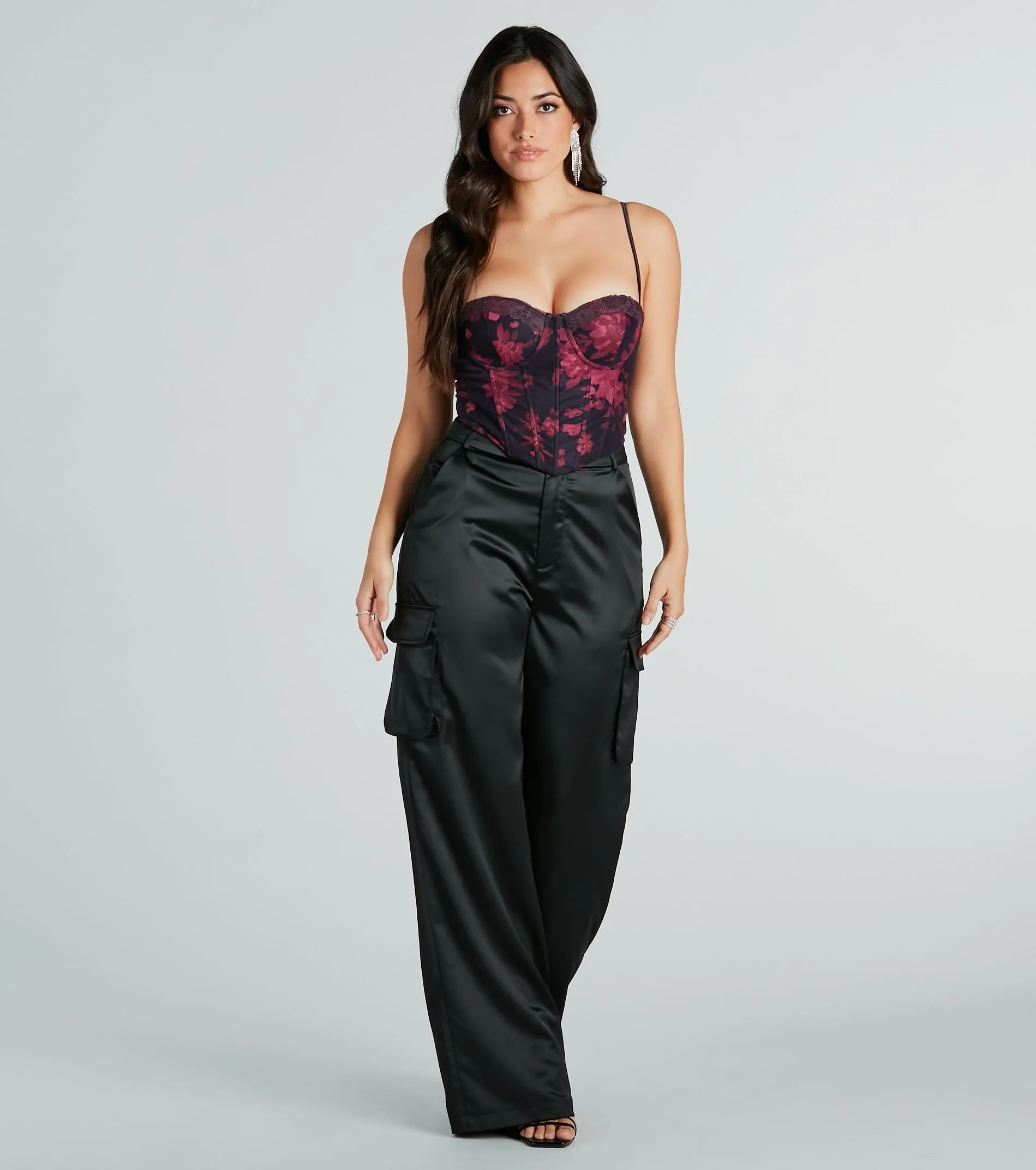 Midnight Bloom Floral Lace-Up Bustier sold by Windsor product image thumbnail 3