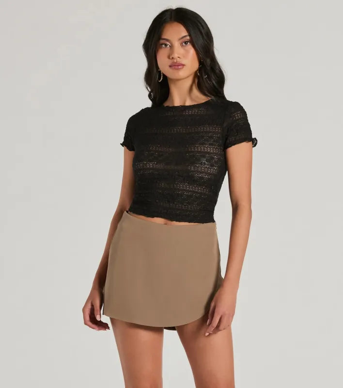 Total Cutie Short Sleeve Lace Floral Crop Top sold by Windsor