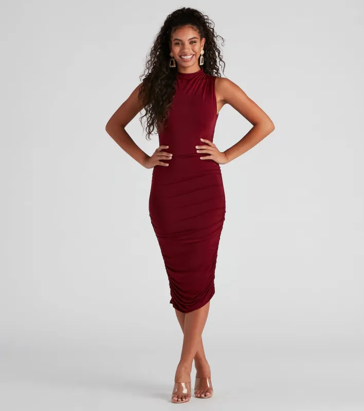 PLACEHOLDER - Curves Ahead Sleeveless Ruched Midi Dress sold by Windsor