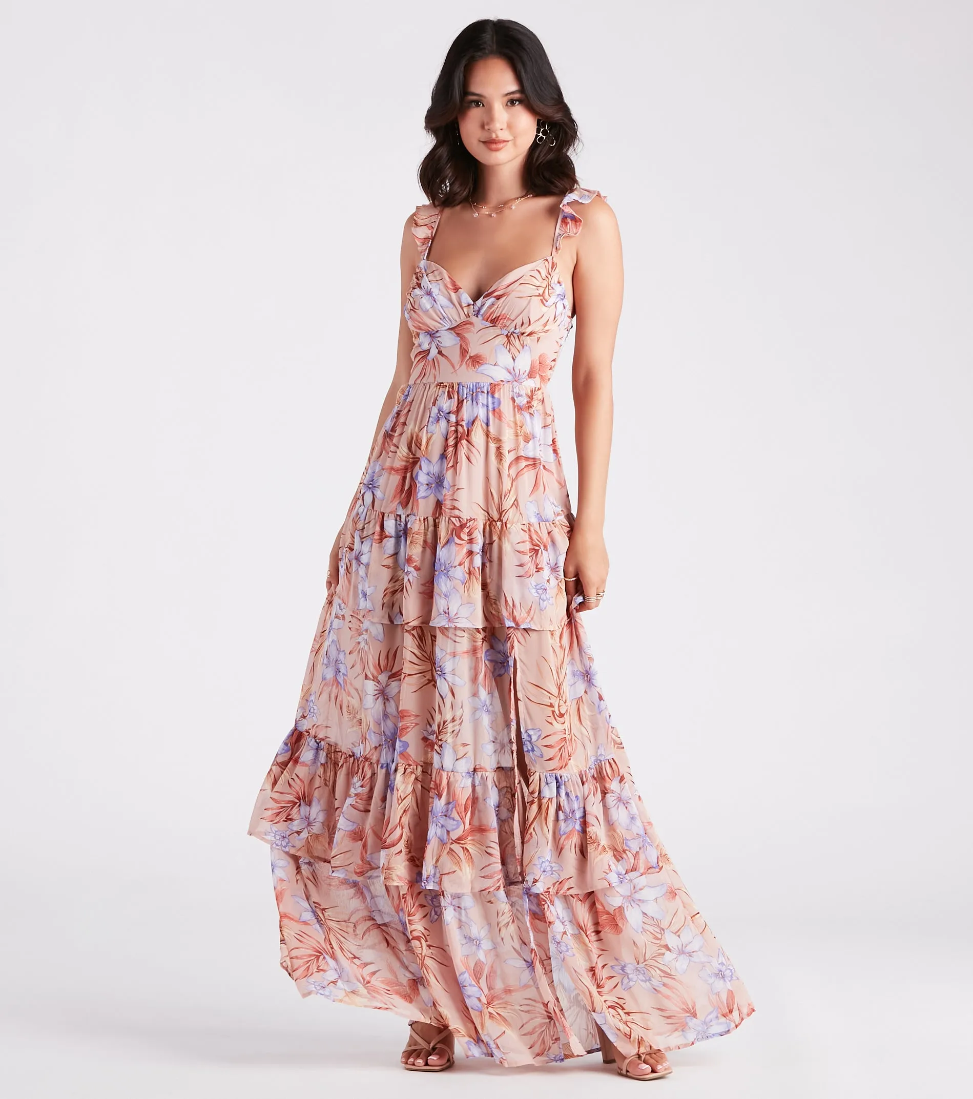 Enchanting Entrance Chiffon Floral Maxi Dress sold by Windsor