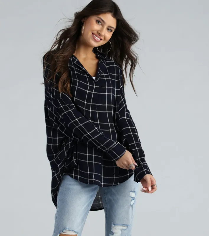 Seasonal Chic Plaid Oversized Top sold by Windsor