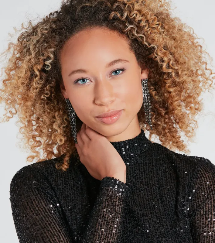 Elegant Angles Hematite Rhinestone Earrings sold by Windsor