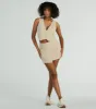 Downtown Meetings Pinstripe Linen Skort sold by Windsor