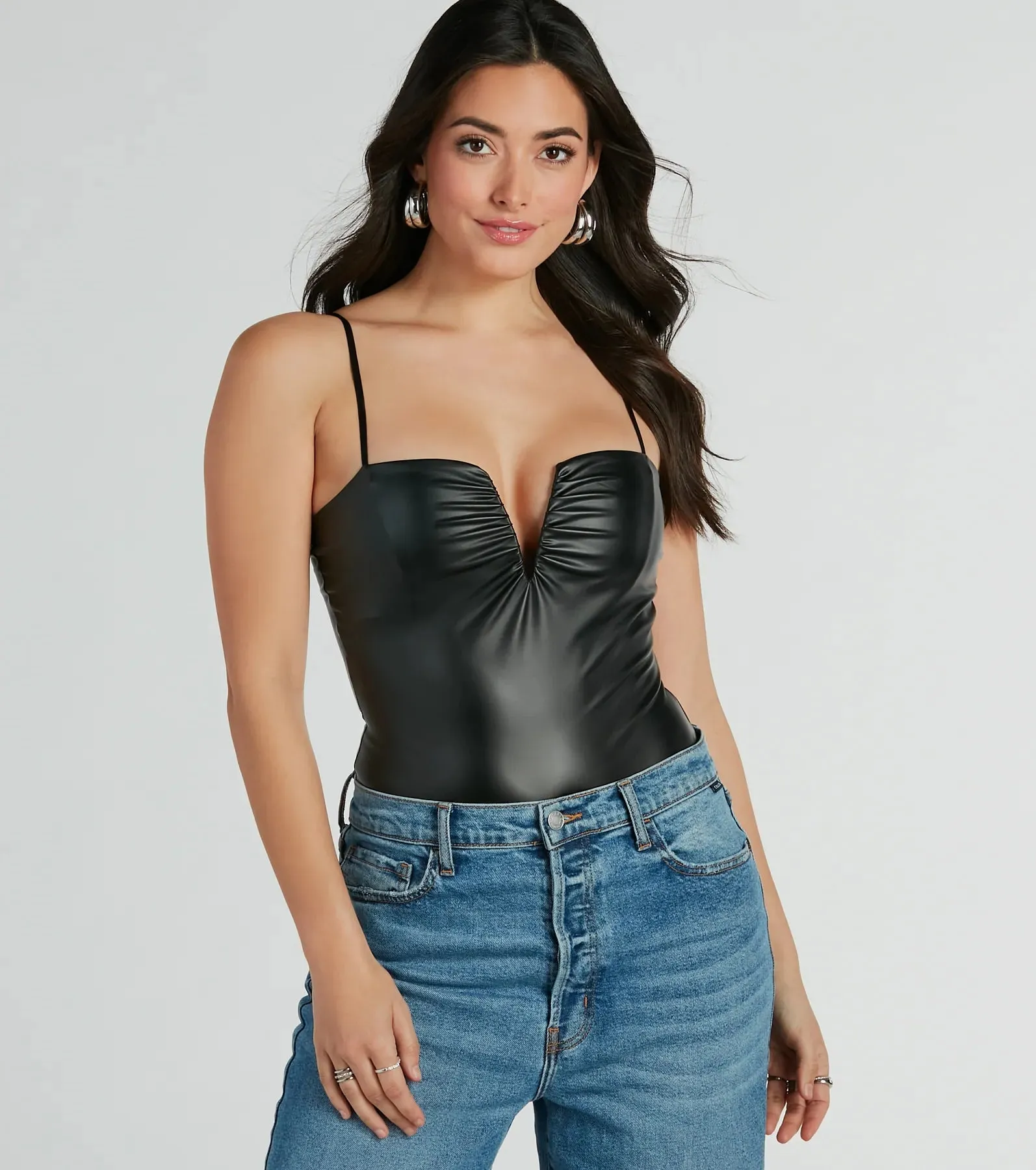 Cool Girl Certified Faux Leather Bodysuit sold by Windsor
