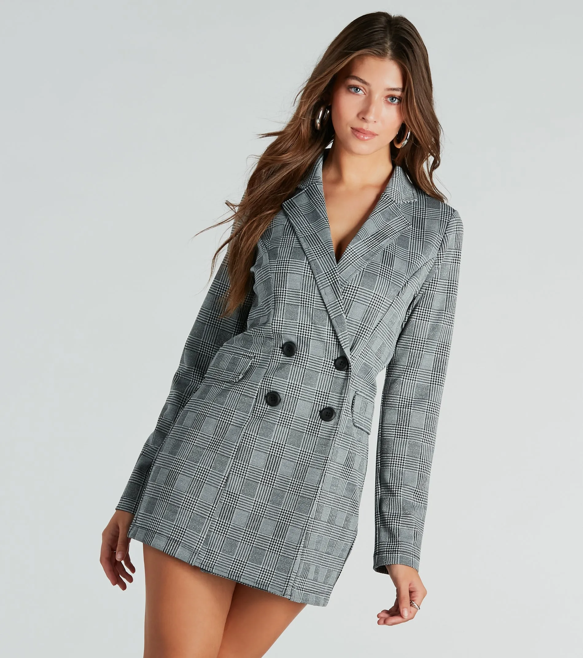 Things To Do Ponte Plaid Blazer Dress sold by Windsor