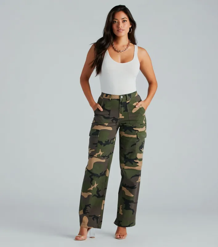 Play Fair High-Rise Camouflage Cargo Pants sold by Windsor
