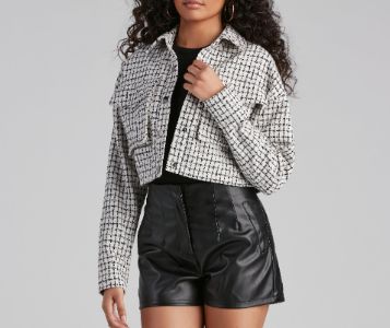 Preppy Element Tweed Crop Jacket sold by Windsor