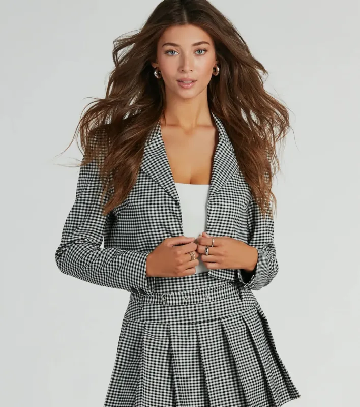 Preppy Perfection Gingham Twill Cropped Blazer sold by Windsor