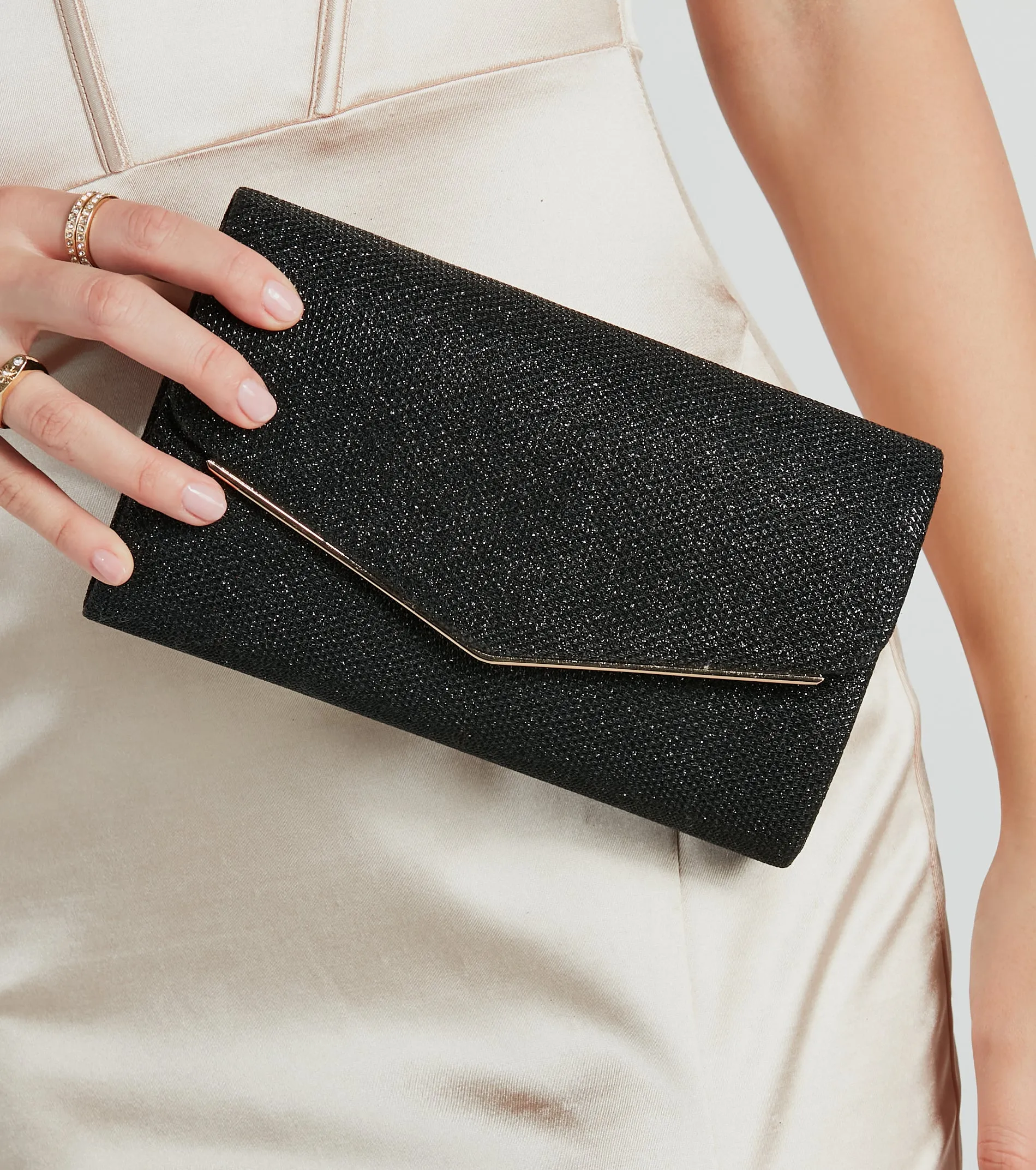 Magical Glow Glitter Mesh Foldover Clutch sold by Windsor product image thumbnail 2