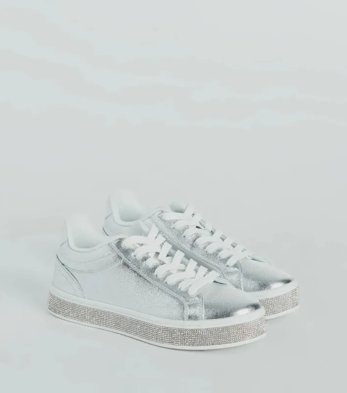 Playful Shimmer Rhinestone Trim Platform Sneakers sold by Windsor