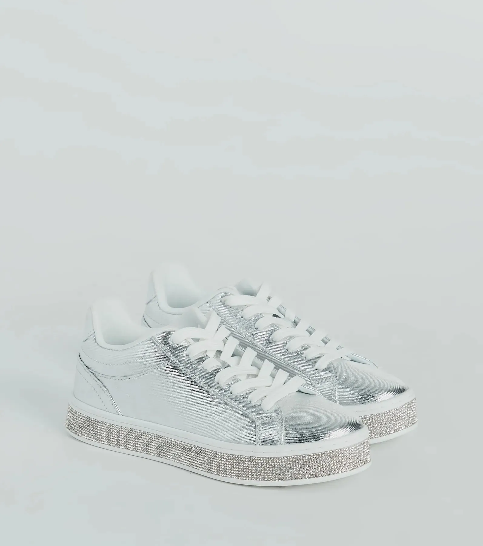 Playful Shimmer Rhinestone Trim Platform Sneakers sold by Windsor