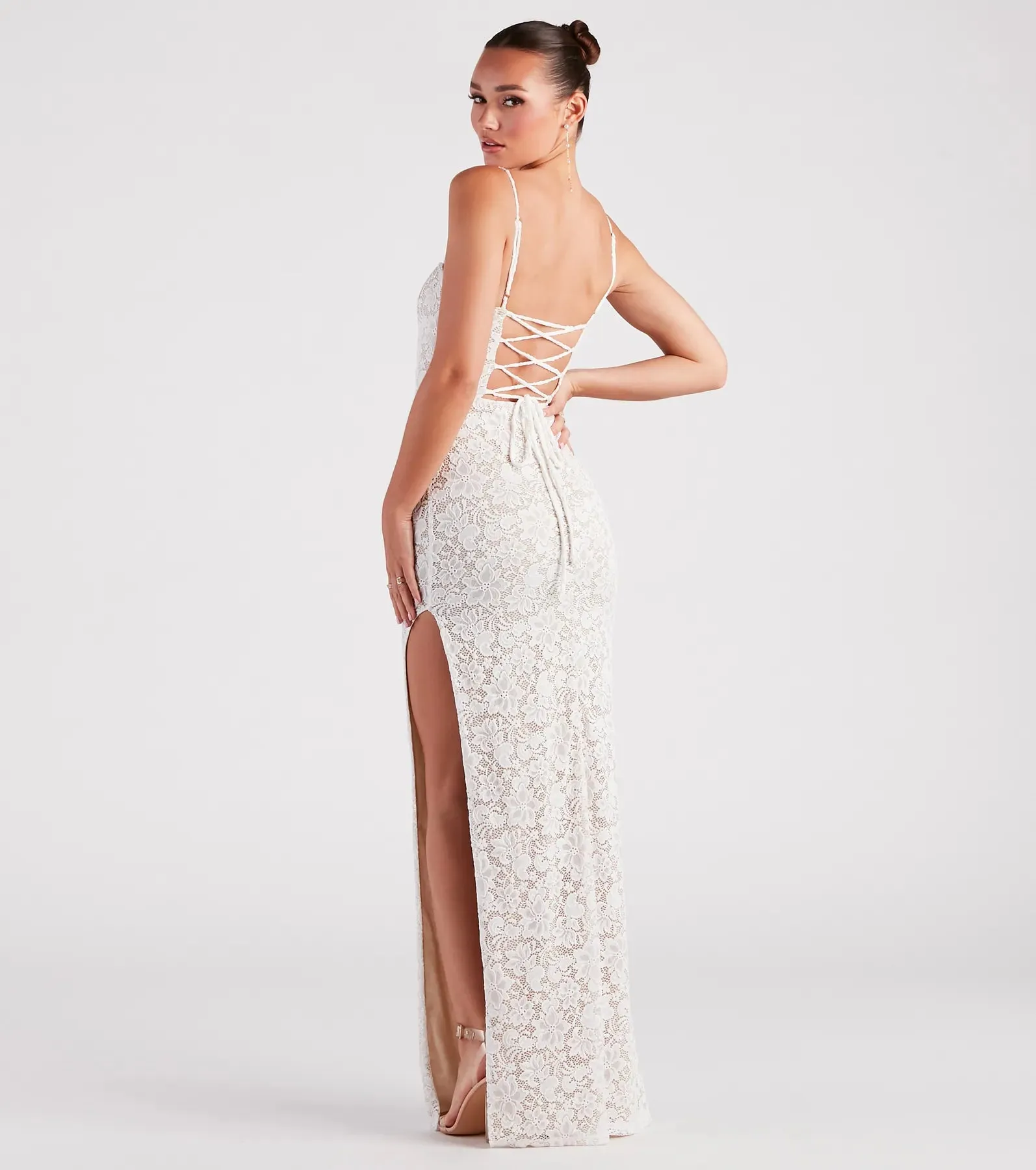 Daphne Formal Lace Slit Long Dress sold by Windsor product image thumbnail 2