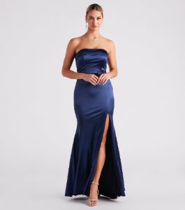 Mia Formal Satin Strapless Long Dress sold by Windsor