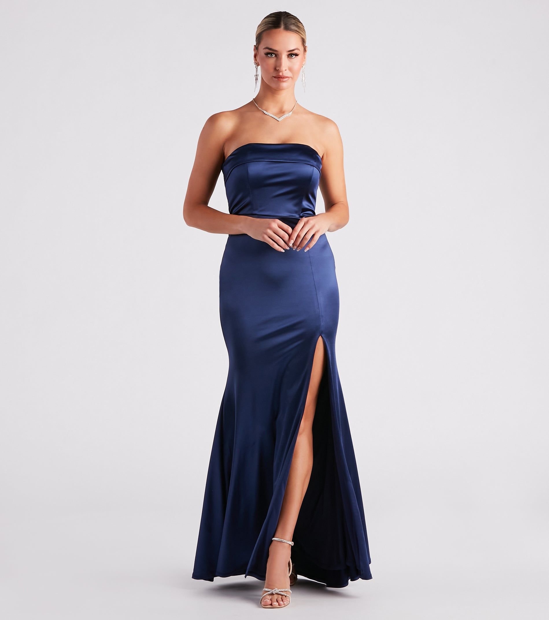 Mia Formal Satin Strapless Long Dress sold by Windsor product image thumbnail 5