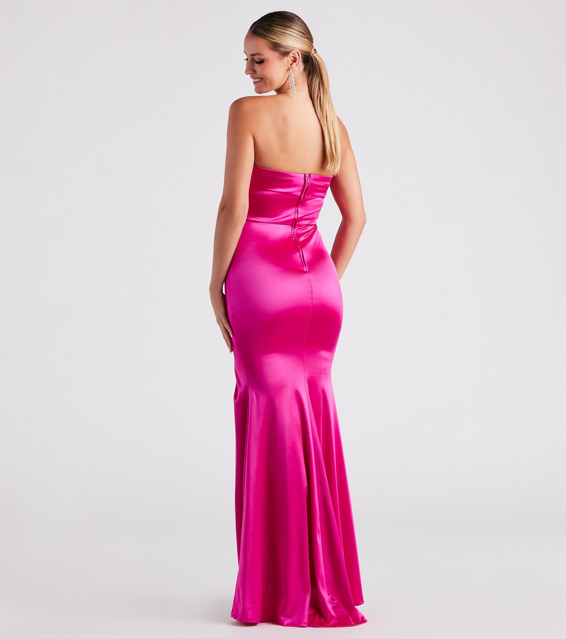 Mia Formal Satin Strapless Long Dress sold by Windsor product image thumbnail 3