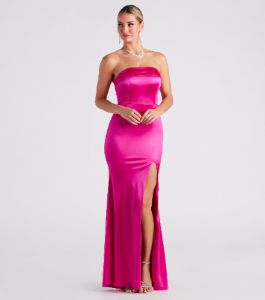 Mia Formal Satin Strapless Long Dress sold by Windsor