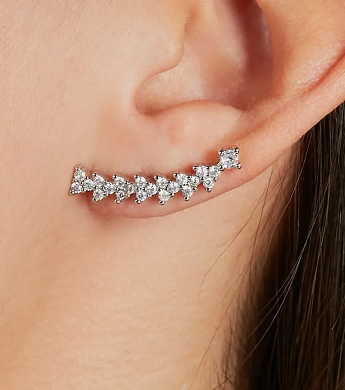 Dainty Sparkle Rhinestone Ear Crawler Earrings sold by Windsor