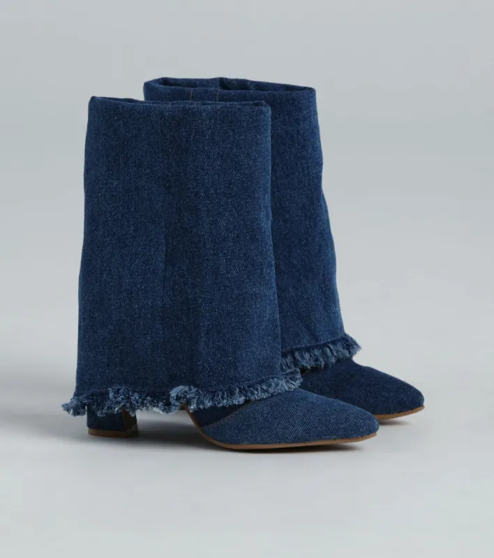 Not A Drill Denim Foldover Boots sold by Windsor