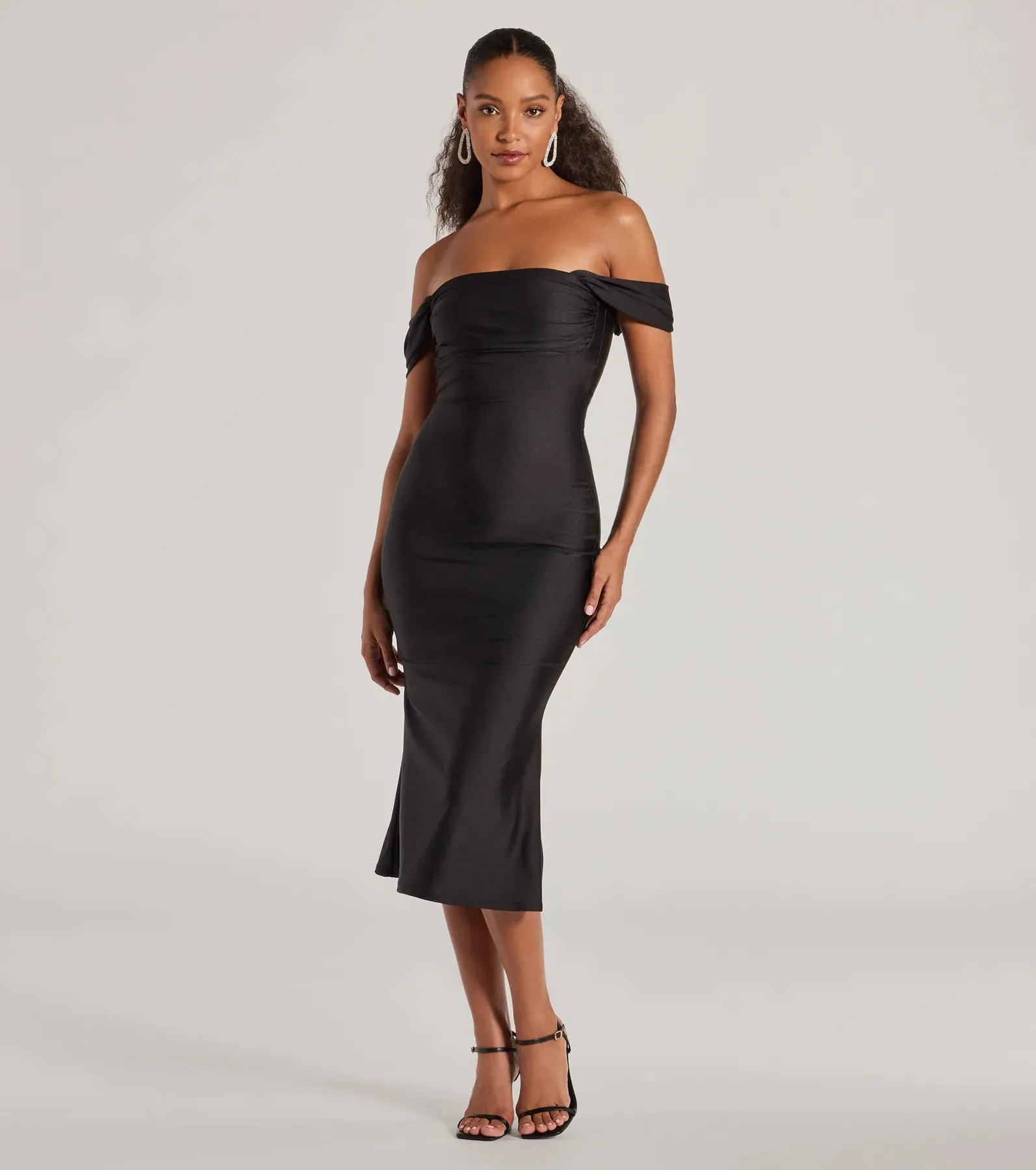 Exceptional Off-The-Shoulder Flared Midi Dress | Parallel