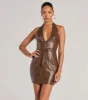Chic And Snatched Faux Leather Corset Mini Dress sold by Windsor