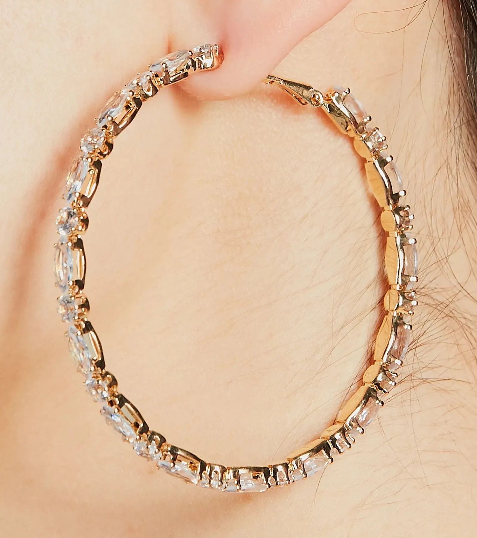 A-List Glam Rhinestone Large Hoop Earrings sold by Windsor product image thumbnail 2