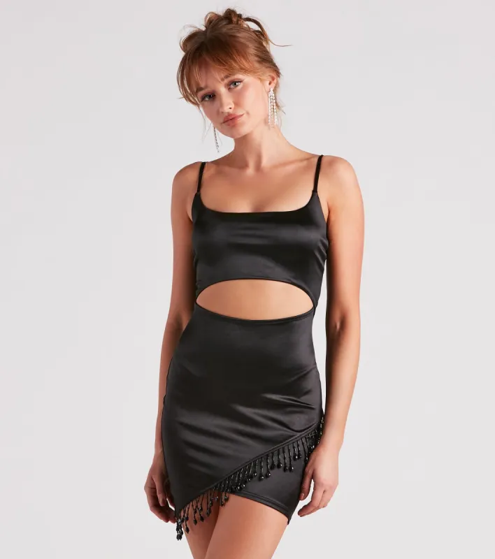 Shake It Up Satin Fringe Dress sold by Windsor