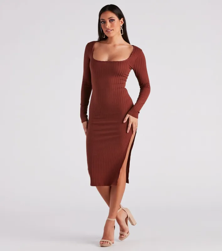 Go With The Scoop Neck Midi Dress sold by Windsor